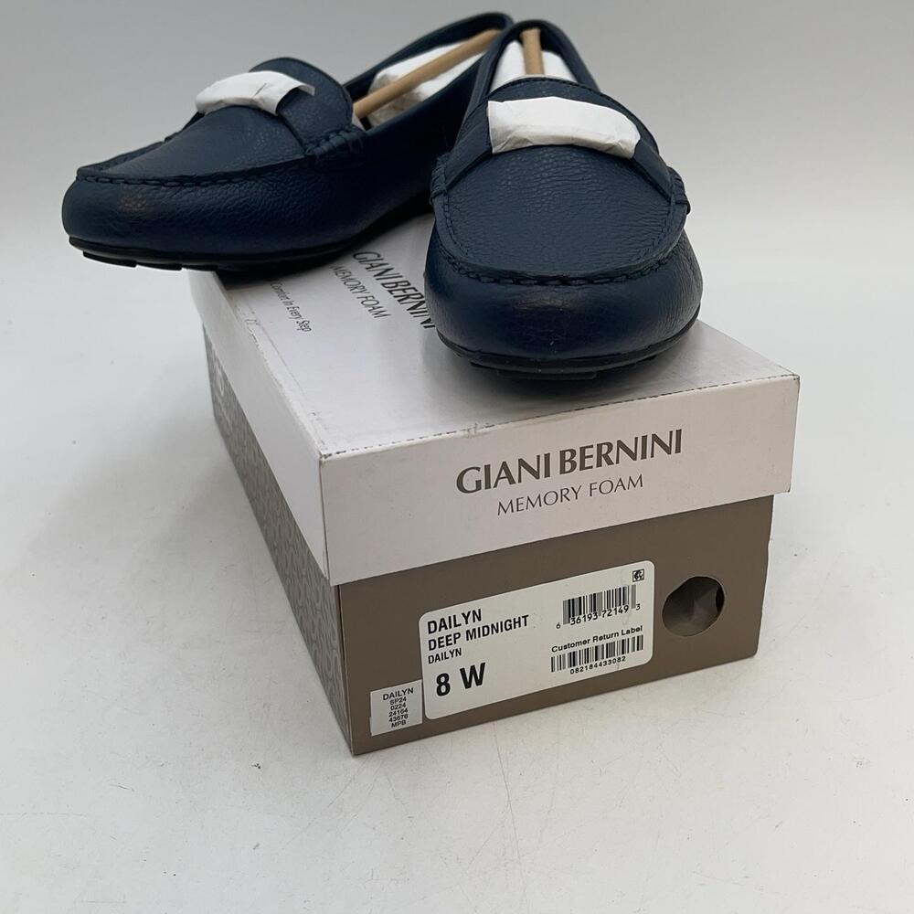 Giani Bernini Dailyn Shoes Womens Blue Leather Loafer Flats Memory Foam Size 8 W